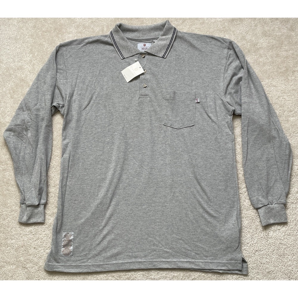 Tyndale Fire Resistant Long Sleeve Polo Shirt Mens XL Gray NWT